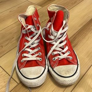 Converse all star high tops in red size 8.5 women’s, 6.5 men’s